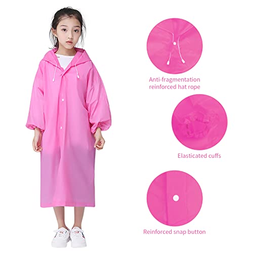 Kids Waterproof Rain Coat with Hood - Pink