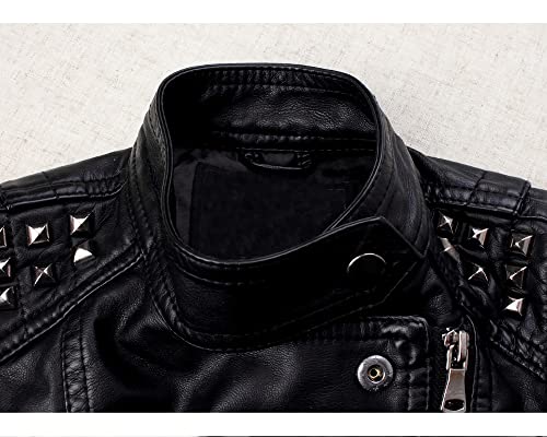 Boys Studded Leather Jacket: Kids Motorcycle Coat (9-10y)