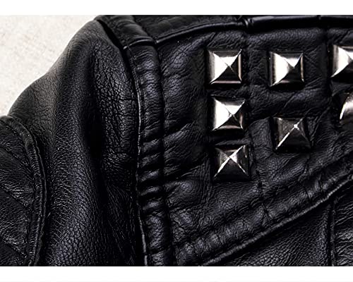 Boys Studded Leather Jacket: Kids Motorcycle Coat (9-10y)