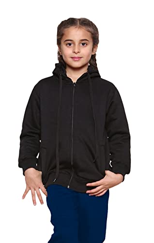 Kids Zipper Hoodie - UK Size 7-8 Years, Black