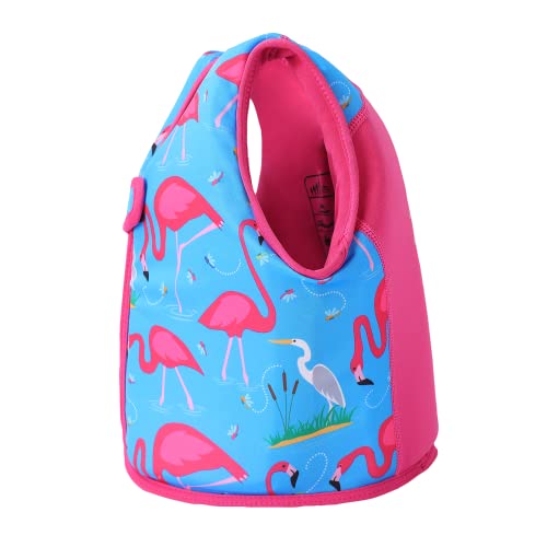 Swim Float Vest with Safety Strap (Fab Flamingos)
