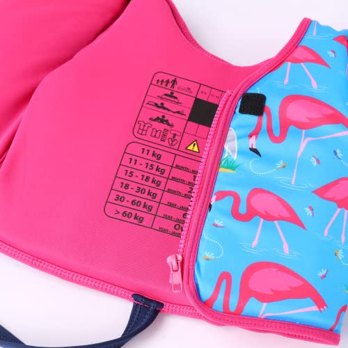 Swim Float Vest with Safety Strap (Fab Flamingos)