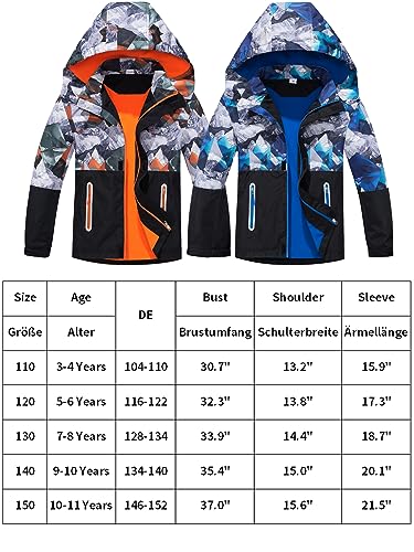 CAMLAKEE Kids Camo Rain Jacket Fleece Lined