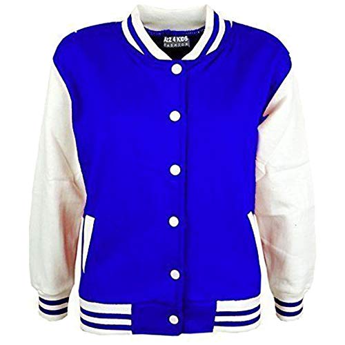 Children's Baseball Varsity Jacket - Royal Blue 7-8