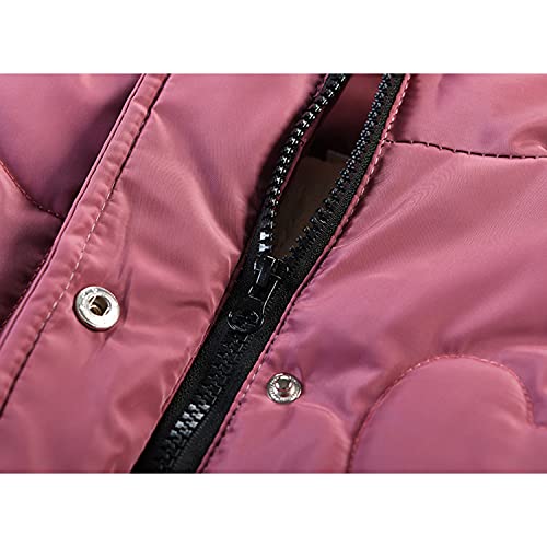 Petalum Girl Winter Sherpa Coat Snowsuit Toddler Warm Fleece Puffer Down Parka Jacket with Faux Fur Hood Pompom(Red, 3-4Years/tag L)