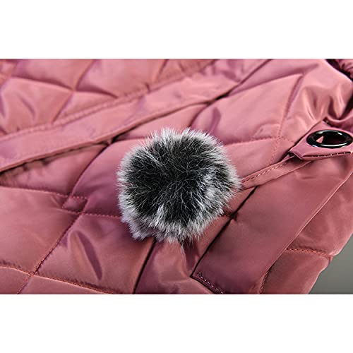 Petalum Girl Winter Sherpa Coat Snowsuit Toddler Warm Fleece Puffer Down Parka Jacket with Faux Fur Hood Pompom(Red, 3-4Years/tag L)