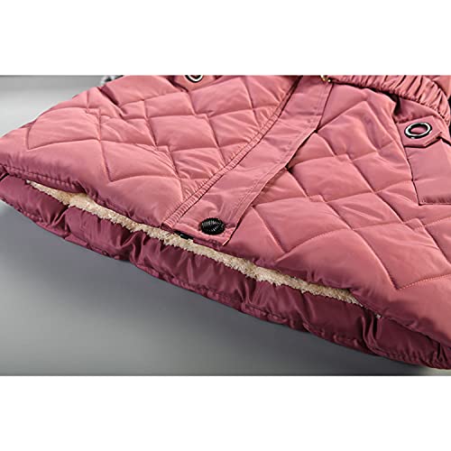 Petalum Girl Winter Sherpa Coat Snowsuit Toddler Warm Fleece Puffer Down Parka Jacket with Faux Fur Hood Pompom(Red, 3-4Years/tag L)