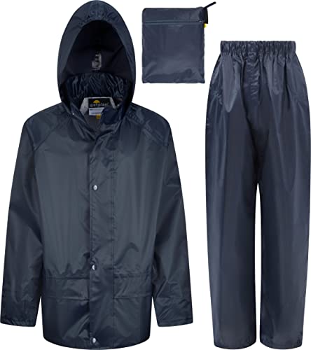 Childrens Waterproof Jacket & Trousers Set 11-12 Years (Navy Blue)