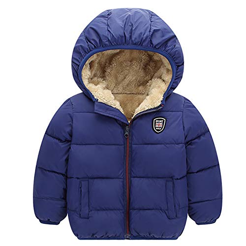 Miyanuby Toddler Baby Hooded Outerwear Jacket Boys Girls Thicken Warm Winter Coat 2-7 Years