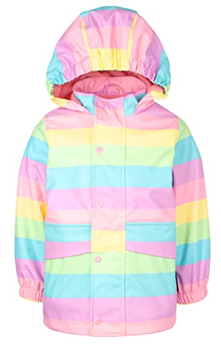 Fringoo - Kids Raincoat - Rainbow Stripes Design - Waterproof Jacket For Kids - Age 3/4 Years - Multicoloured Stripe - Machine Wash - Lightweight Coat