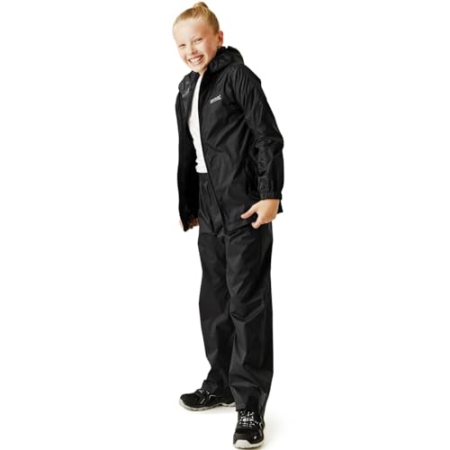 Regatta Packable Waterproof Jacket - Black (9-10 Yrs)