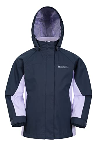 Mountain Warehouse Shelly II Kids Waterproof Jacket - Taped Seams Childrens Rain Coat, Adjustable Cuffs, Boys & Girls - For Camping, Walking & Outdoors Navy 11-12 Years