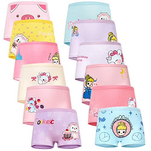 12 Pack Girls' Cotton Knickers- Comfortable, Multicolor (5-7 Years)