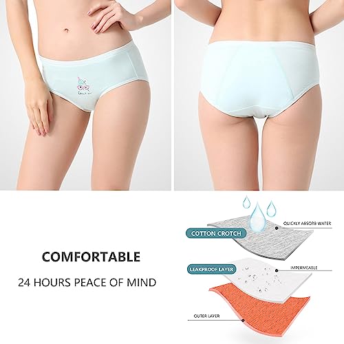 Bysion Teen Girls Soft Cotton Period Panties - Pack of 5