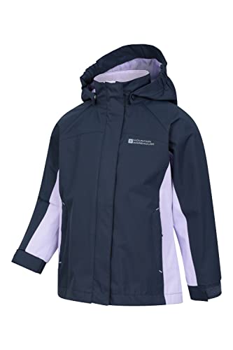 Mountain Warehouse Shelly II Kids Waterproof Jacket - Taped Seams Childrens Rain Coat, Adjustable Cuffs, Boys & Girls - For Camping, Walking & Outdoors Navy 11-12 Years