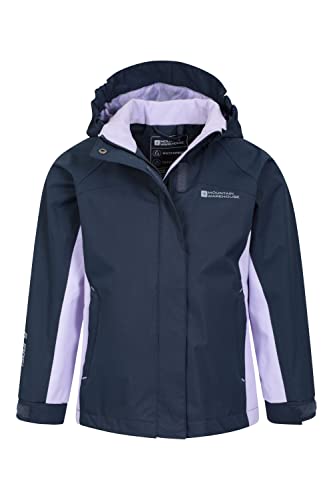 Mountain Warehouse Shelly II Kids Waterproof Jacket - Taped Seams Childrens Rain Coat, Adjustable Cuffs, Boys & Girls - For Camping, Walking & Outdoors Navy 11-12 Years