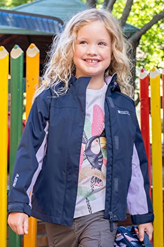 Mountain Warehouse Shelly II Kids Waterproof Jacket - Taped Seams Childrens Rain Coat, Adjustable Cuffs, Boys & Girls - For Camping, Walking & Outdoors Navy 11-12 Years