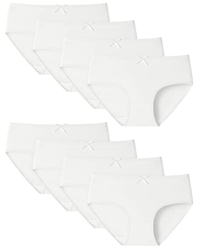 Adorel Teen Girls Cotton Knickers 8-Pack, White