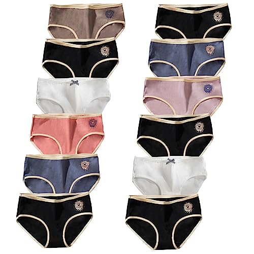 Teen Girls' 12-Pack Comfy Cotton Briefs (Multicolor, 11-14Years)