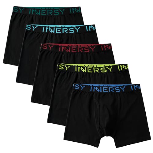 Boys 5-Pack Black Cotton Boxers with Fly
