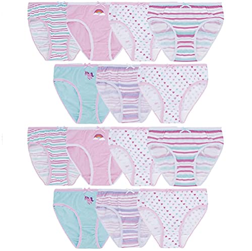 Girls Cotton Knickers Briefs - Stripes, Hearts, Unicorn (3-4yrs)