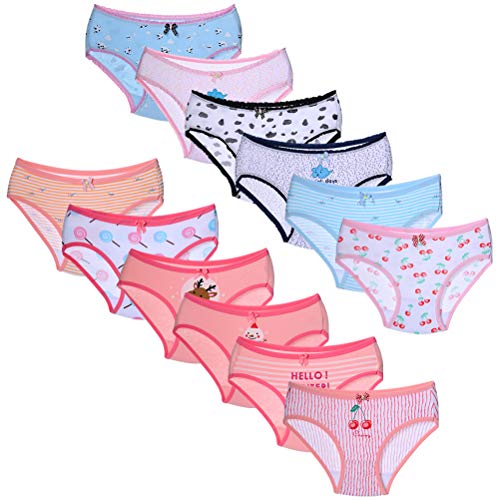 Toddler Girls' Cotton Panties Assorted Briefs, 12-Pack (10-12 Years)