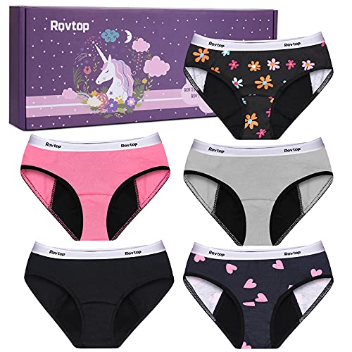 Girls Period Briefs: 5Pcs Soft Cotton, Leak-Proof, XL