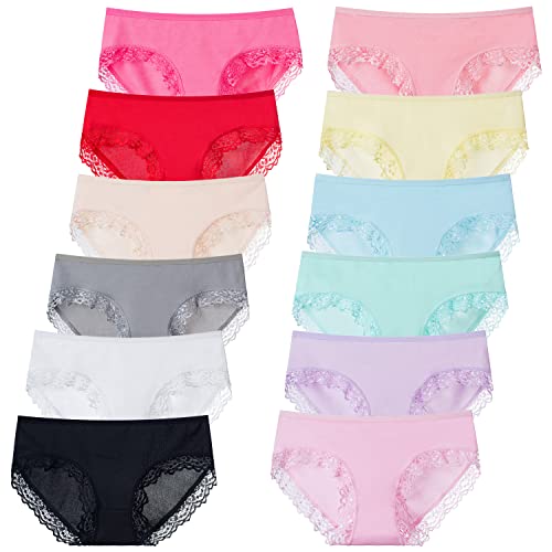 Sunvivid Teen Girls 12 Pack Cotton Lace Briefs