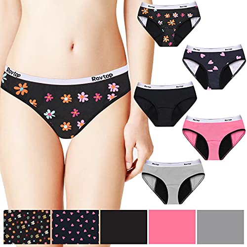 Girls Period Briefs: 5Pcs Soft Cotton, Leak-Proof, XL
