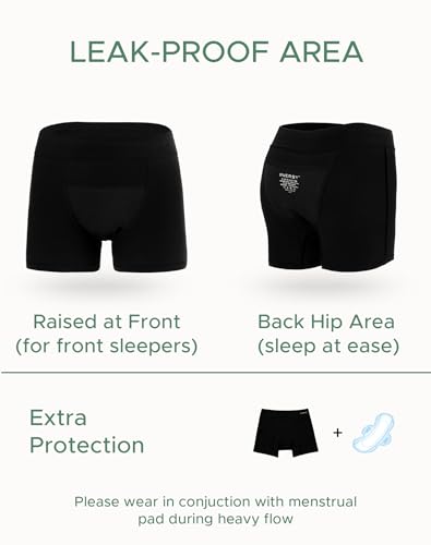 Teen Girls' Black Period Panties by INNERSY, Pack of 3