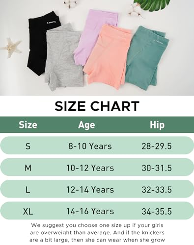 Teen Girls' Black Period Panties by INNERSY, Pack of 3