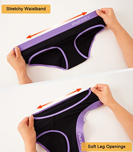 INNERSY Soft Cotton Girls Sports Underwear - Neon Black (10-12 Years, 6 Pack)