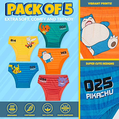 Pokemon Boys Underwear - Soft Breathable 5-Pack (6-7 Years)