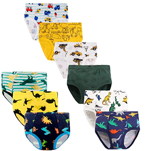 JackLoveBriefs Boys' Dinosaur Truck Underwear - Pack of 9