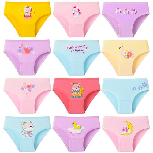 Domee Kids Girls 12-Pack Cotton Underwear Cloud Duck + Cake Fox