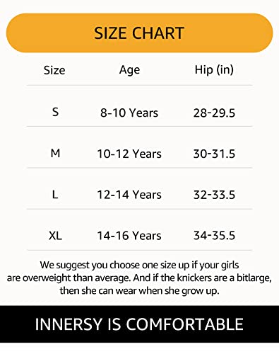 INNERSY Girls Cotton Period Underwear Pack (12-14 Years, 3 Black)