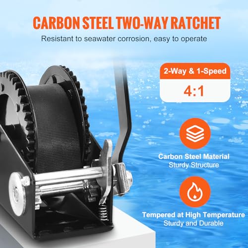 2000 lbs Capacity Hand Winch for Trailer, Boat