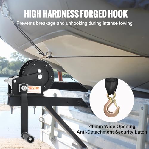 2000 lbs Capacity Hand Winch for Trailer, Boat