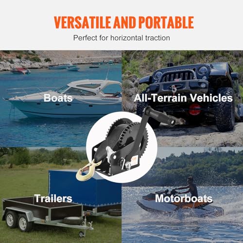 2000 lbs Capacity Hand Winch for Trailer, Boat