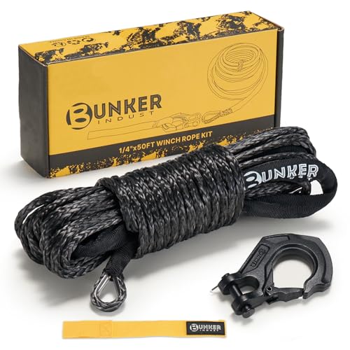 BUNKER INDUST 1/4" x 50' Synthetic Winch Rope Kit