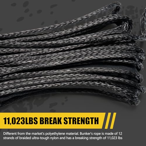 BUNKER INDUST 1/4" x 50' Synthetic Winch Rope Kit