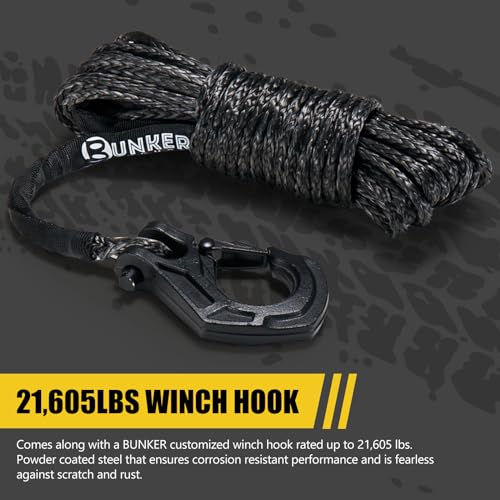 BUNKER INDUST 1/4" x 50' Synthetic Winch Rope Kit