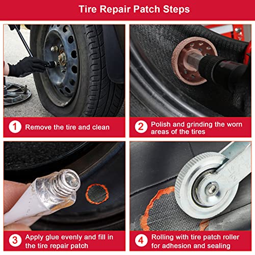 Anglekai 2Pcs Tire Repair Patch and Tools Kit
