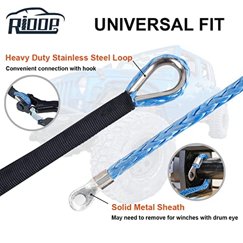 RIOOP Synthetic Winch Rope 1/4" x 50' Blue