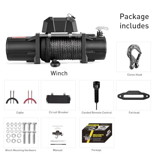 AOTOWO 13000 lb Electric Winch with Synthetic Rope