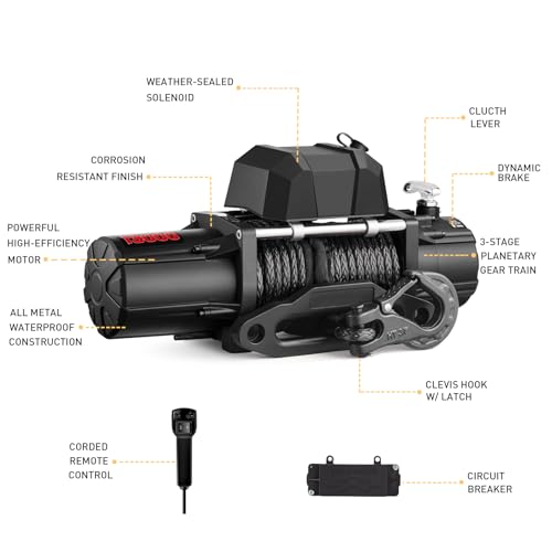 AOTOWO 13000 lb Electric Winch with Synthetic Rope