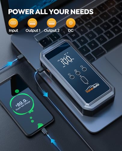 YaberAuto Portable Jump Starter with Air Compressor (3000A)