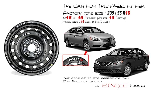 16" Single Black Steel Wheel Nissan Sentra 2013-2019