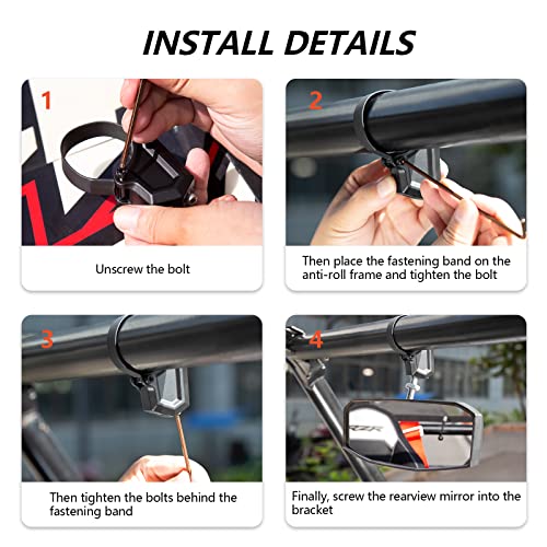 UTV Rearview Mirror for 1.5" to 2.0" Roll Cage