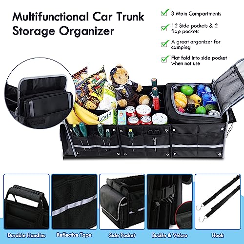 Ealingmoon Collapsible Trunk Organizer with Insulated Cooler Bag